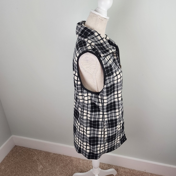 Chaps Women’s Full Zipper Plaid Fleece Vest With Pockets Size Large - Picture 5 of 9
